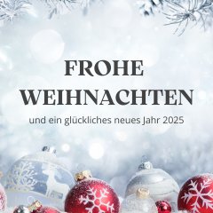 Weiß Rot Weihnachtlich Frohe Weihnachten Grußkarte (Banner Medium (US) (Querformat)) - 1